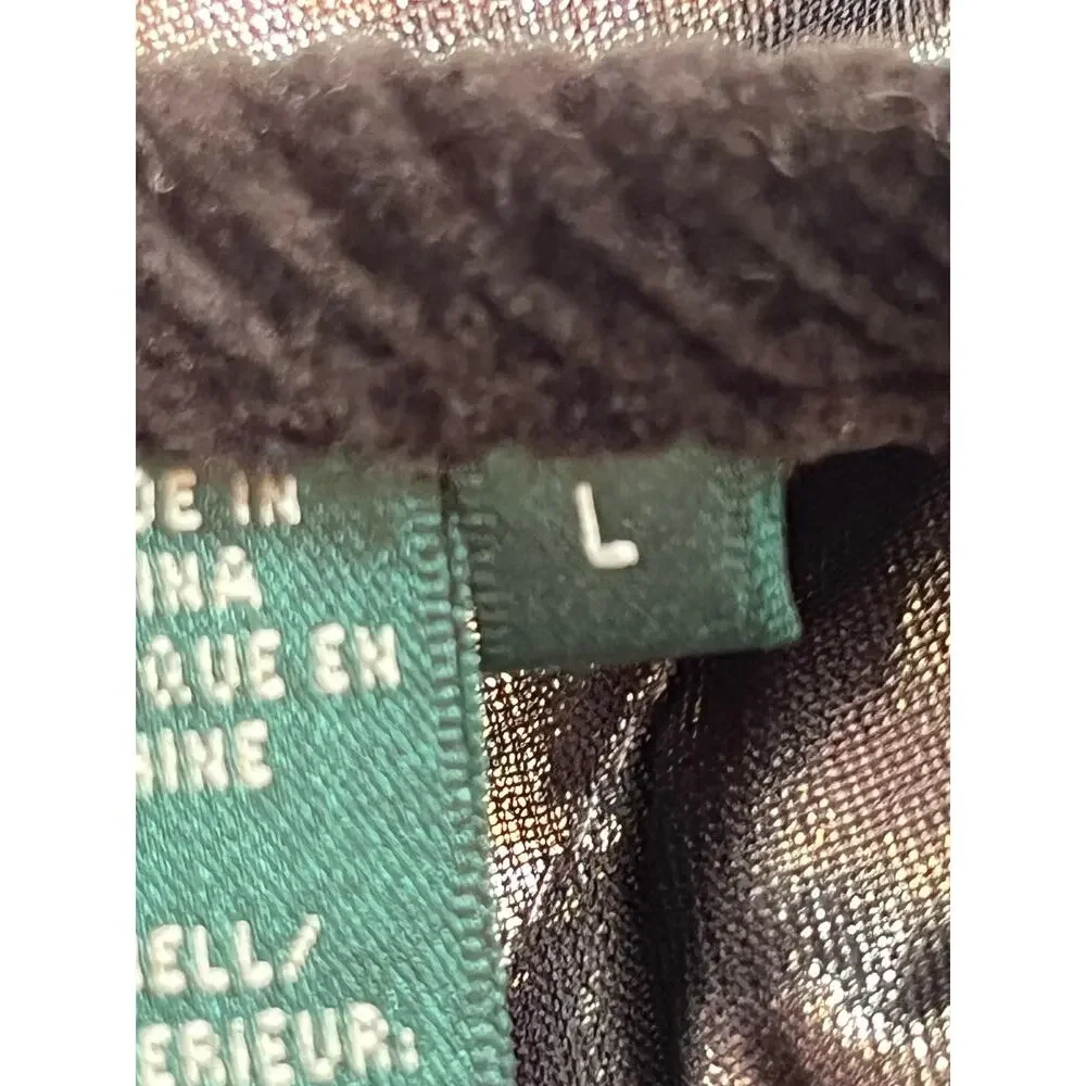 Lauren Ralph Lauren Women’s L Black Silver Quilted Reversible Zip Up Vest Jacket